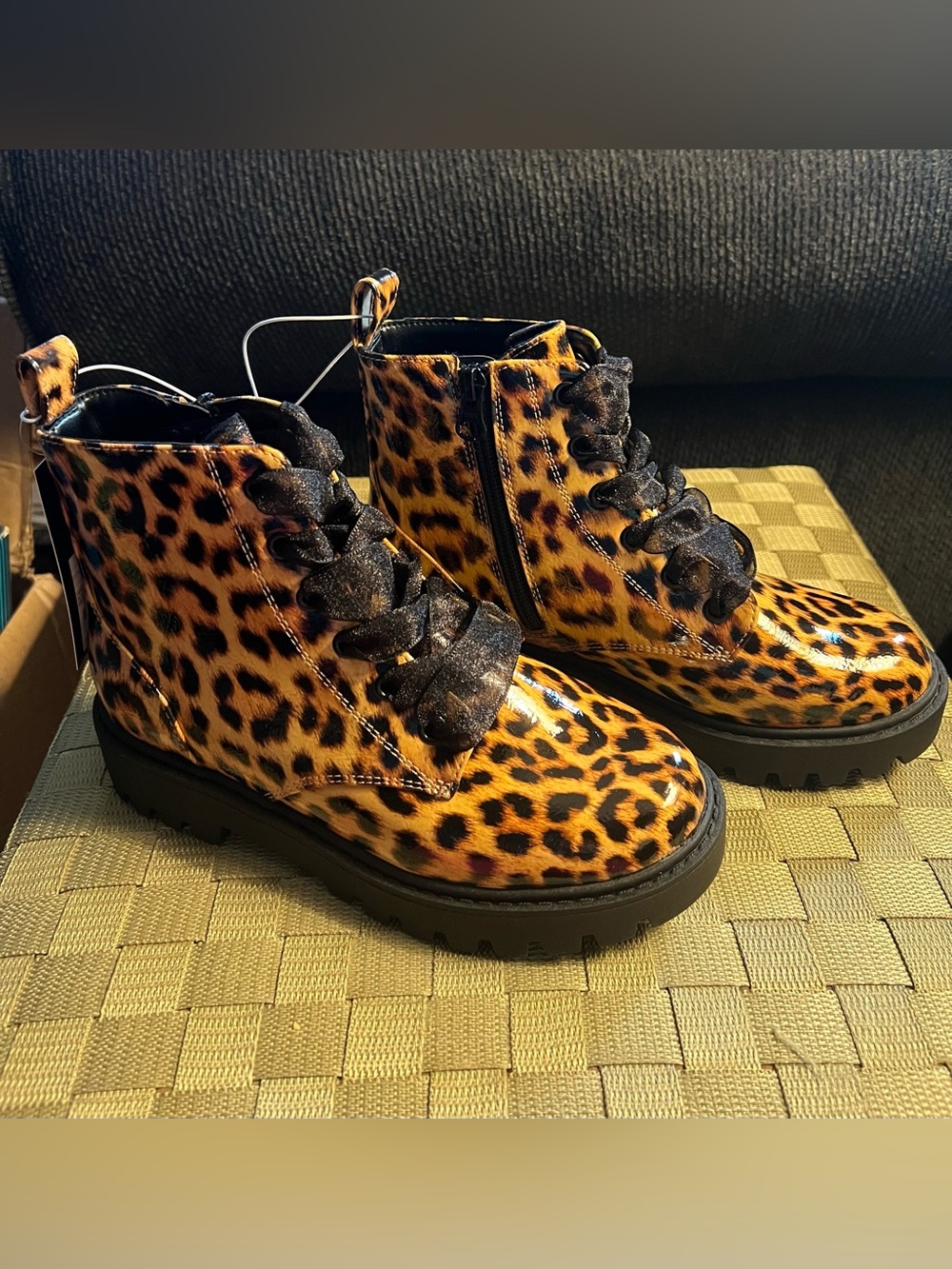 Girls art class Leopard Print Ankle Boots in Brown and Black